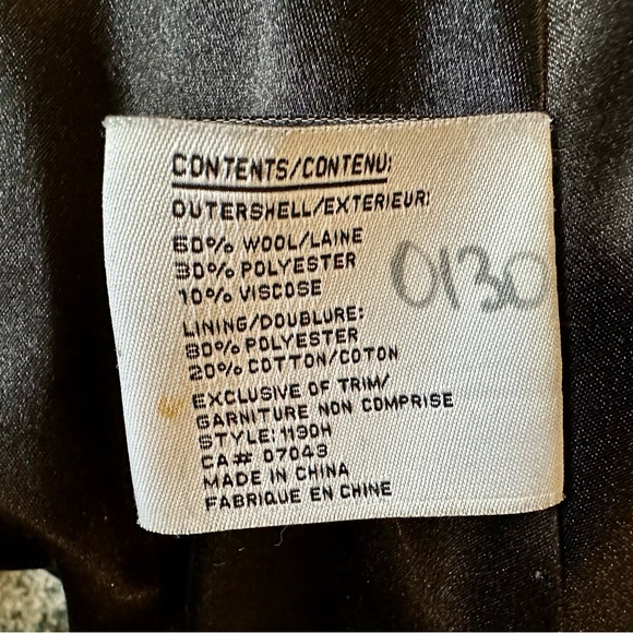 Women’s Wool Blend Black Dress Coat by Simon Chang Size 10 - Picture 6 of 6